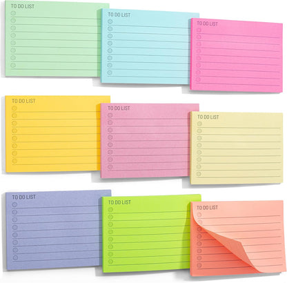 Mr. Pen- to Do List Sticky Notes, 3” x 5”, 9 Pads, 360 Sheets | Lined Checklist Sticky Pads with Smooth Writing, Easy Peel-Off, Thick Paper for Planning, Office, School & Daily Tasks