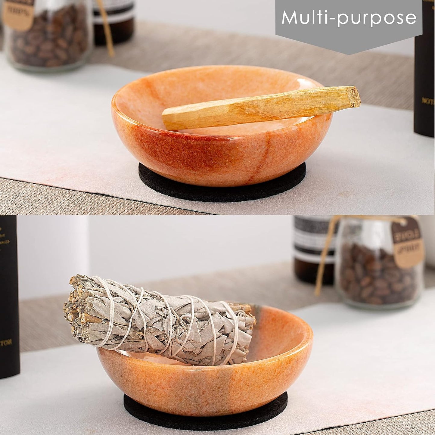 Incense Holder, Beautiful Natural Marble Incense Burner for Meditation, 9 Incense Holes Suitable for Most Types (Black)