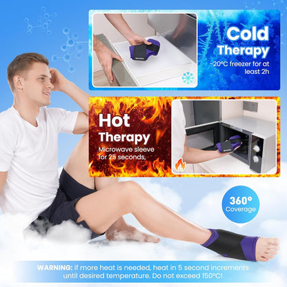ONLYCARE Ankle Ice Pack Wrap for Swelling, Upgraded Gel Ice Pack Reusable, Hot Cold Therapy, Cold Pack for Sprained Ankle Injuries, Achilles Tendonitis, Plantar Fasciitis