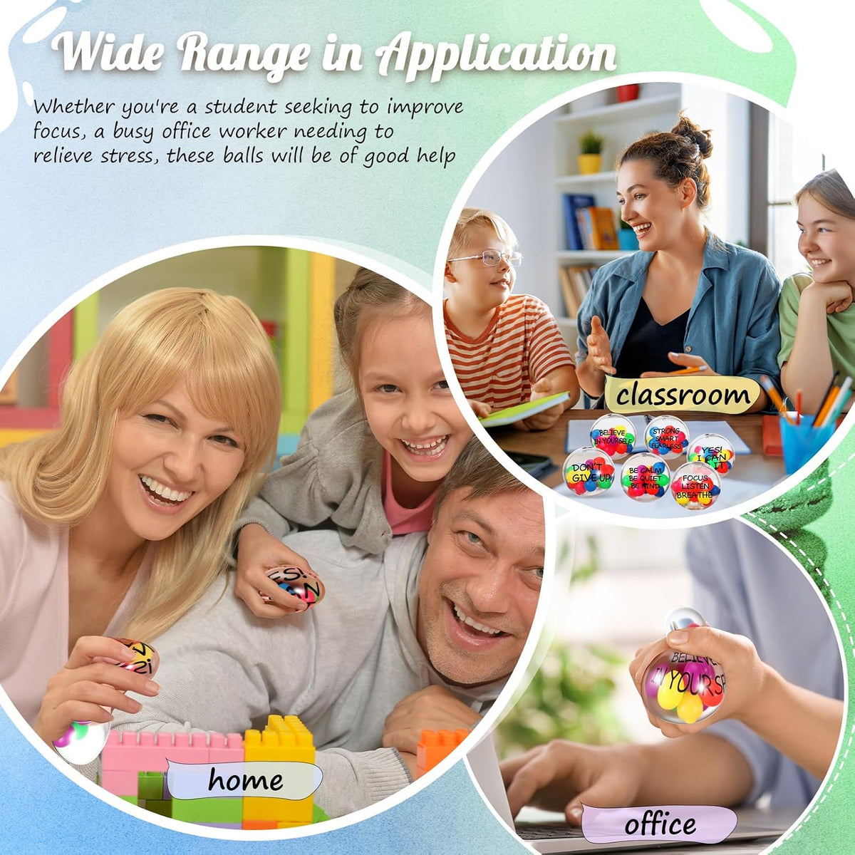 Shappy 12 Pcs Inspirational Sensory Balls, Motivational Fidgets, 2.36 Inch