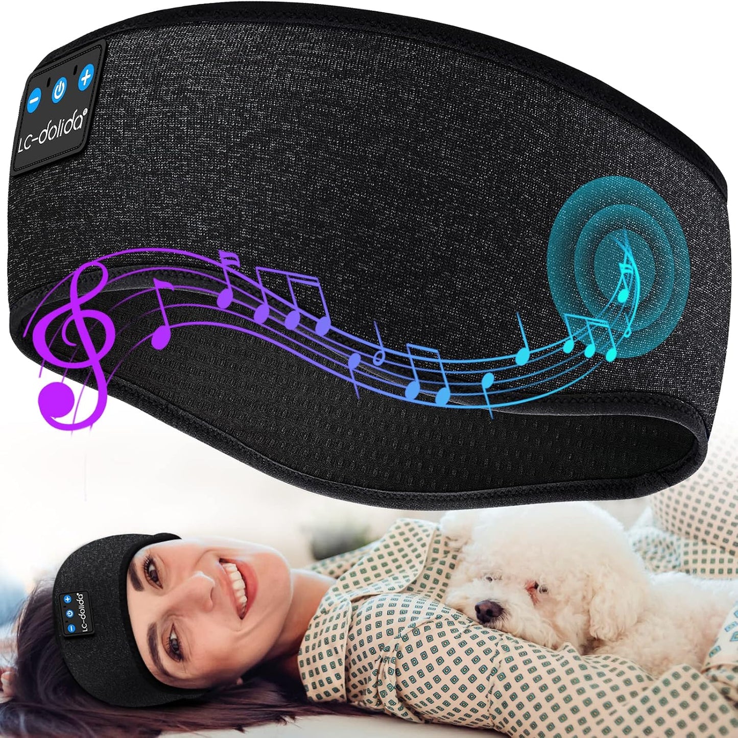 LC-dolida Sleep Headphones Headband Bluetooth 5.4, Sports Headband Earphones Wireless with Speaker Microphone USB C for Women Sleeping Gift Workout Jogging Yoga Insomnia Travel Meditation, Butterfly