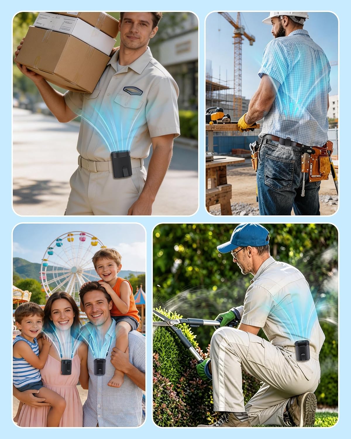 2026 AI Portable Waist Fan, 4-Speed Clip on Personal Fan, Up to 25H Wearable Belt Fan, 4-in-1 Cooling Lightweight Hands-Free Neck Shirt Fan Gift for Camping, Outdoor, Jobsite