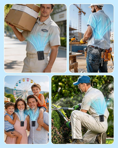 2026 AI Portable Waist Fan, 4-Speed Clip on Personal Fan, Up to 25H Wearable Belt Fan, 4-in-1 Cooling Lightweight Hands-Free Neck Shirt Fan Gift for Camping, Outdoor, Jobsite