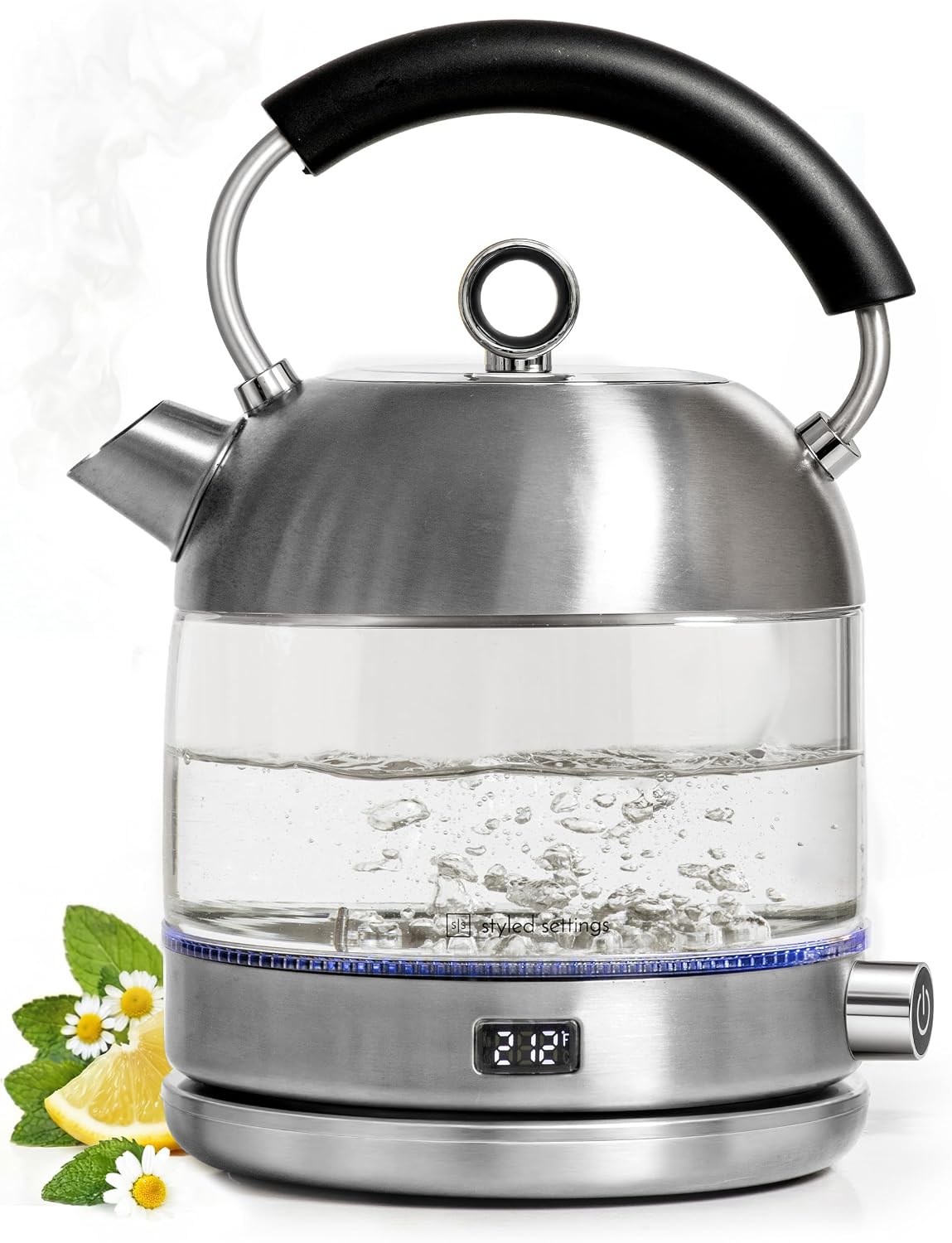 Styled Settings Stainless Steel Electric Kettle with Temperature Control