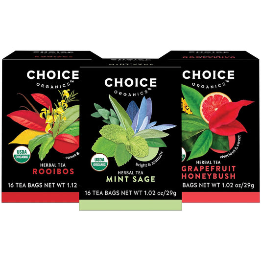 Choice Organics, Herbal Tea Variety Pack Sampler, 16 Tea Bags (3 Pack)