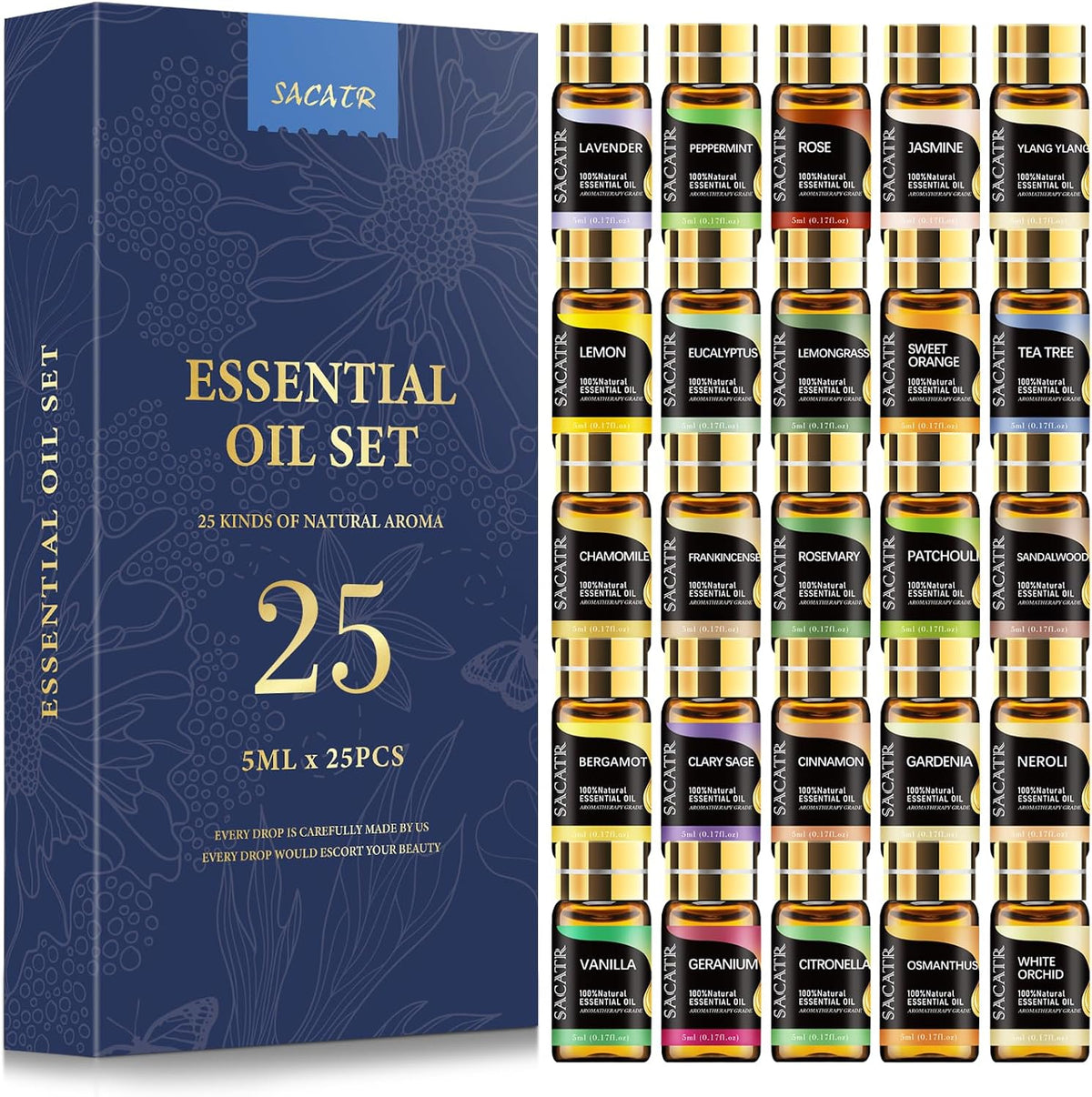 SACATR 60 Pcs Natural Essential Oil Sets,Fragrance Oil Scent (60 * 10ML)