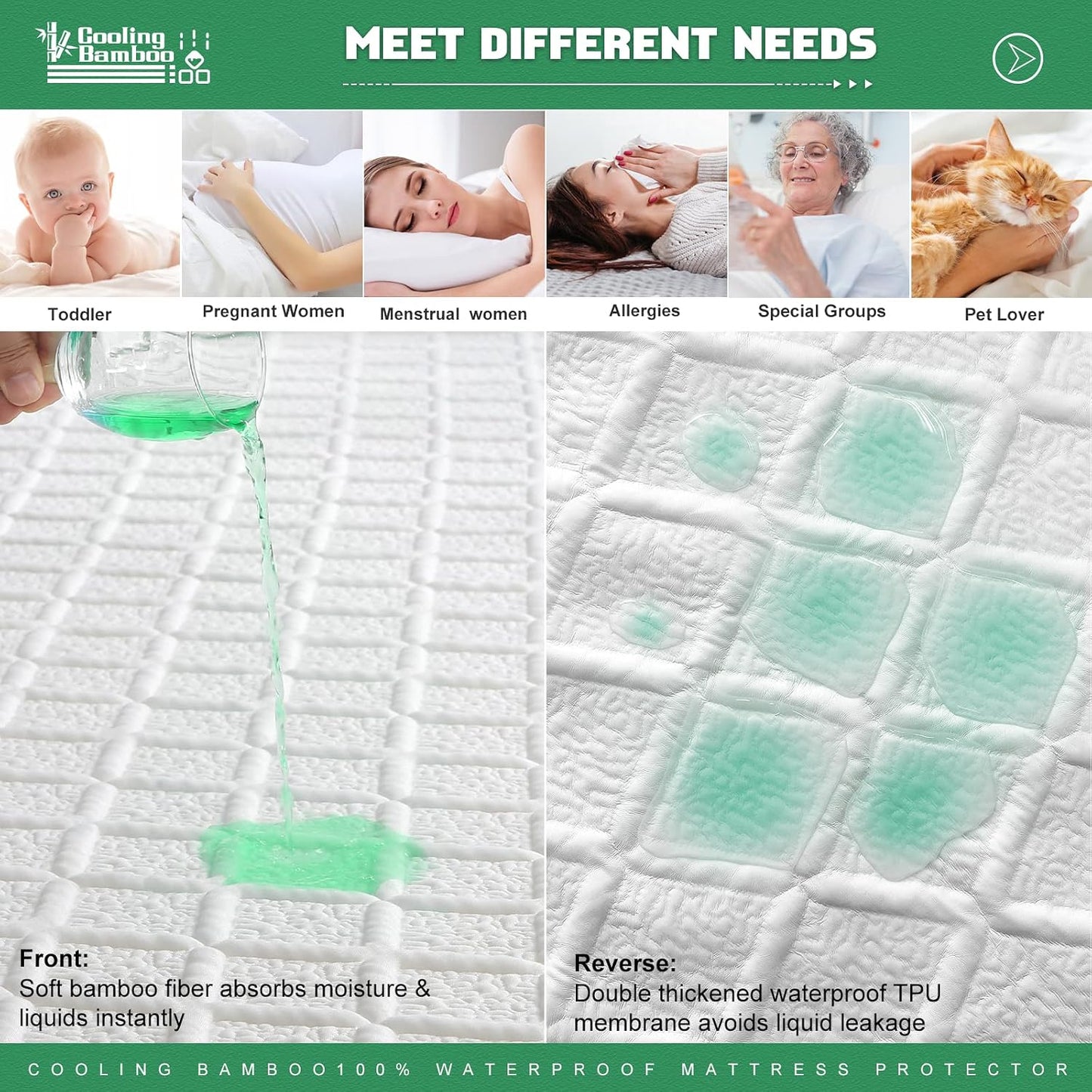 UNILIBRA Queen Mattress Protector Waterproof, Deep Pocket Mattress Pad Cover Fits to 6''-21'', Breathable Hollow Cotton Filling Quilted Mattress Protector for Queen Size