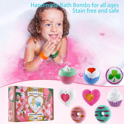 comfso Bath Bombs for Kids, 10 Bath Bomb Gift Set, Natural Bubble Bathbombs