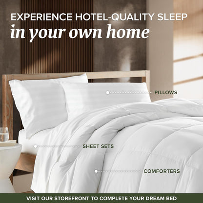 Beckham Hotel Collection Queen Size White Pillow Protector with Zipper Set of 2, Soft and Breathable Cotton Pillow Protector Covers