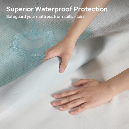 BEDLORE Queen Mattress Protector, Waterproof Noiseless Mattress Cover with Deep Pocket for 6-18 inches Mattress, Soft Breathable Mattress Pad Machine Washable (Dark Gray)