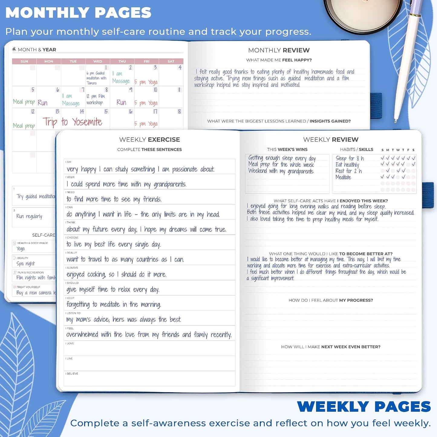 Clever Fox Self-Care Journal – Daily Reflection Notebook – Mental Health & Personal Development Planner, Meditation & Mood Log, A5 (Aquamarine)