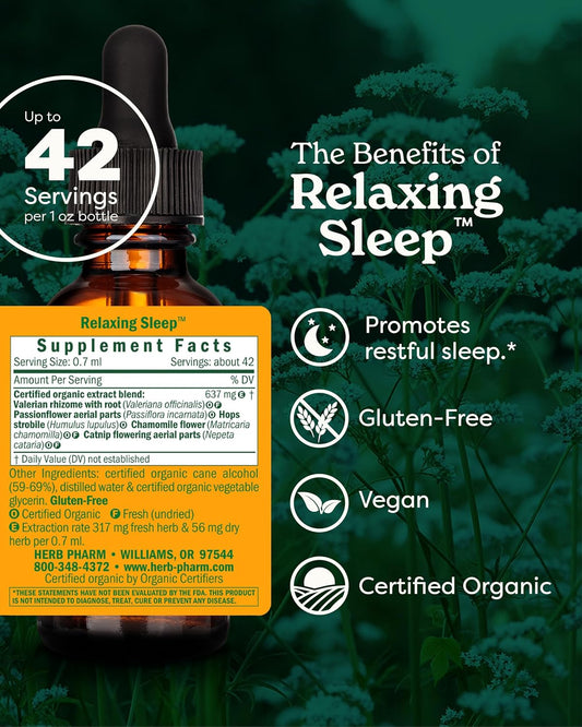 Relaxing Sleep Valerian Root for Sleep Blend with Chamomile & Passion Flower | USDA Organic Sleep Aid for Adults with Valerian Root Extract and Passion Flower herb Sleep Tincture | 42 Servings, 1 Oz