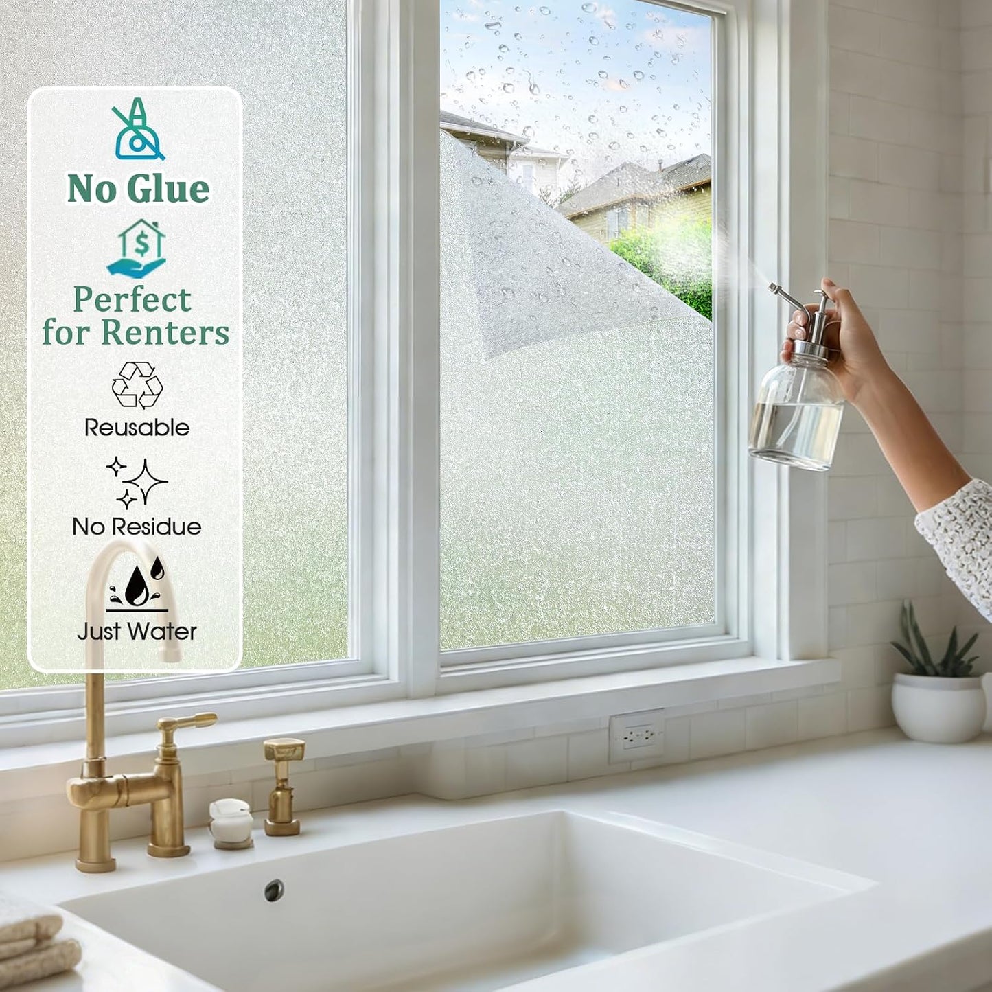 Coavas Blackout Window Privacy Film, Frosted Glass Static Cling, Decorative for Bathroom Door, UV Blocking Window Cling, Non-Adhesive Vinyl Sticker, Day and Night Windows Tint for Home,11.8x78.7 inch
