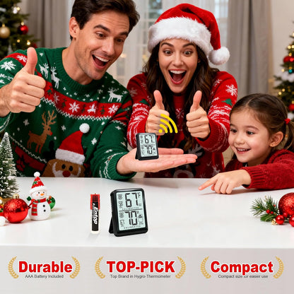 Antonki 2-Pack Room Thermometer, Digital Small Hygrometer Indoor Thermometer Humidity Gauge, Temperature Humidity Meter with Max/Min Record Monitor Sensor for Home, Plants - Battery Included