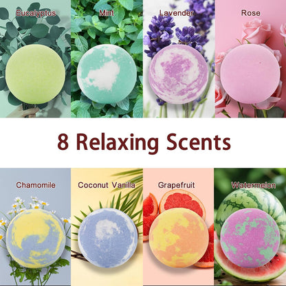 Bath Bomb Gift Set for Women, 8 Pcs Bath Bombs for Girls, Natural Bubble Bathbombs with Essential Oils, Self Care Gifts, Relaxation Spa Gift Basket,Birthday, Mothers Day Gifts for Mom, Wife,