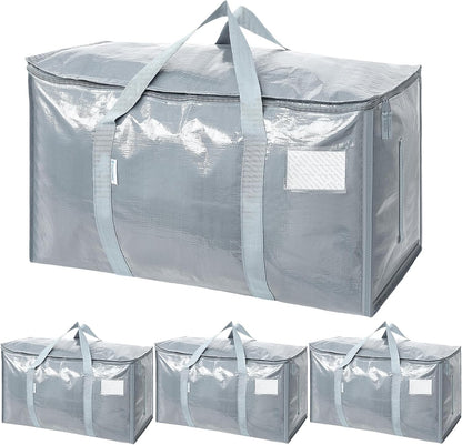 TICONN Extra Large Moving Bags Heavy Duty with Zippers & Carrying Handles, Durable Storage Bags Moving Boxes for Closet Organizers and Storage (Blue)
