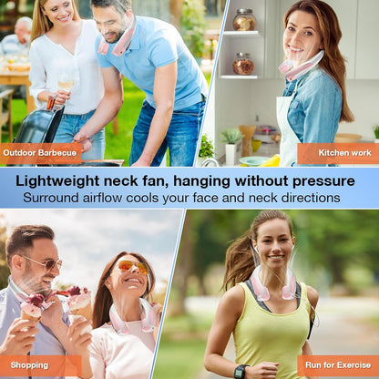 Hionly AI Neck Fan, 6 Speeds Adjustable Portable Personal Fan Rechargeable, Faster Cooling Wearable Fan, Ultra Quiet for Home, Office, Travel, Outdoor