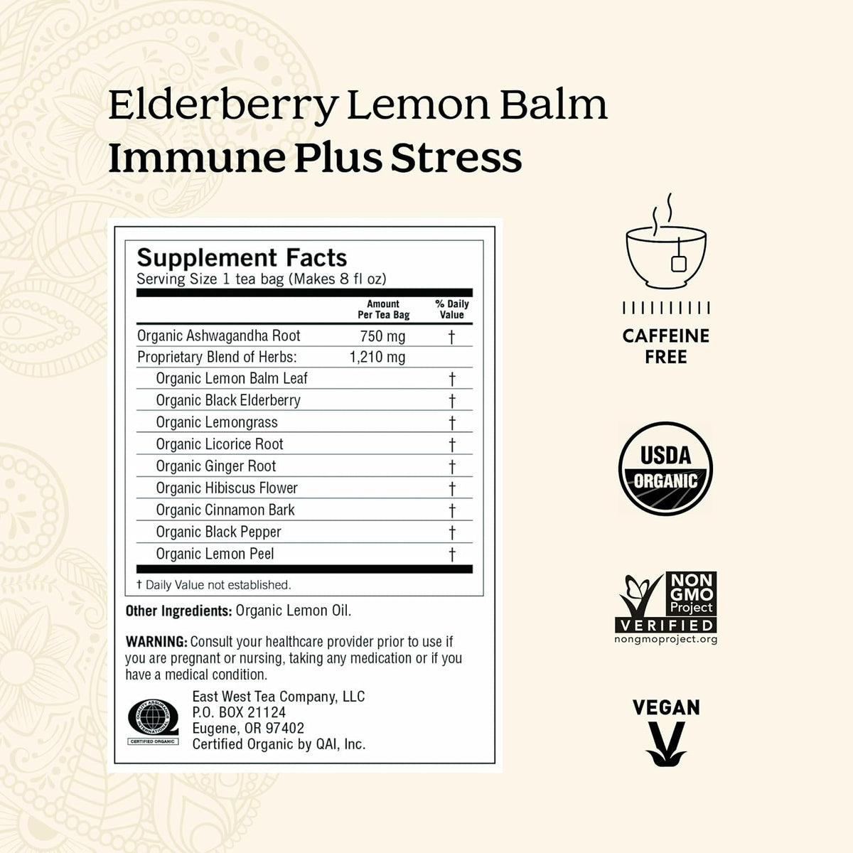 Yogi Elderberry Lemon Balm Immune & Stress Tea, 16 Tea Bags (6 Pack)