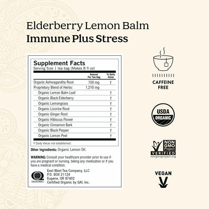 Yogi Elderberry Lemon Balm Immune & Stress Tea, 16 Tea Bags (6 Pack)