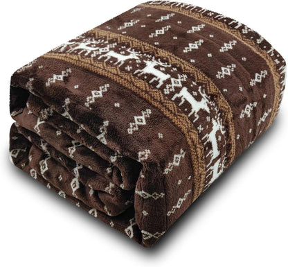 Gintao Electric Heated Blanket Throw,Double Flannel Electric Throw with 3 Heating Levels,ETL&FCC Certified, 4H Auto Off Overheat Protection,Heating Blanket for Home Office, 50"x60"Brown
