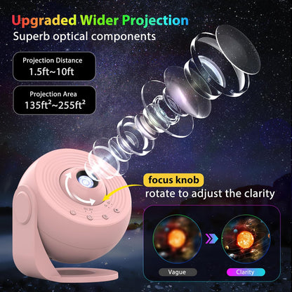 Galaxy Projector for Bedroom, HD Image Star Projector Galaxy Light Adjustable Knob, 13 Film Discs Planetarium Projector for Kids, 360° Rotating 1/2h Timer Simple 3-Button Control Black&White