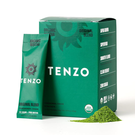 Tenzo Matcha Green Tea Powder, Organic Cafe Sweetened Matcha Latte Green Tea Powder, Ceremonial Barista Crafted Mix - Authentically Japanese - Matcha Latte Mix (35.27 Ounce)