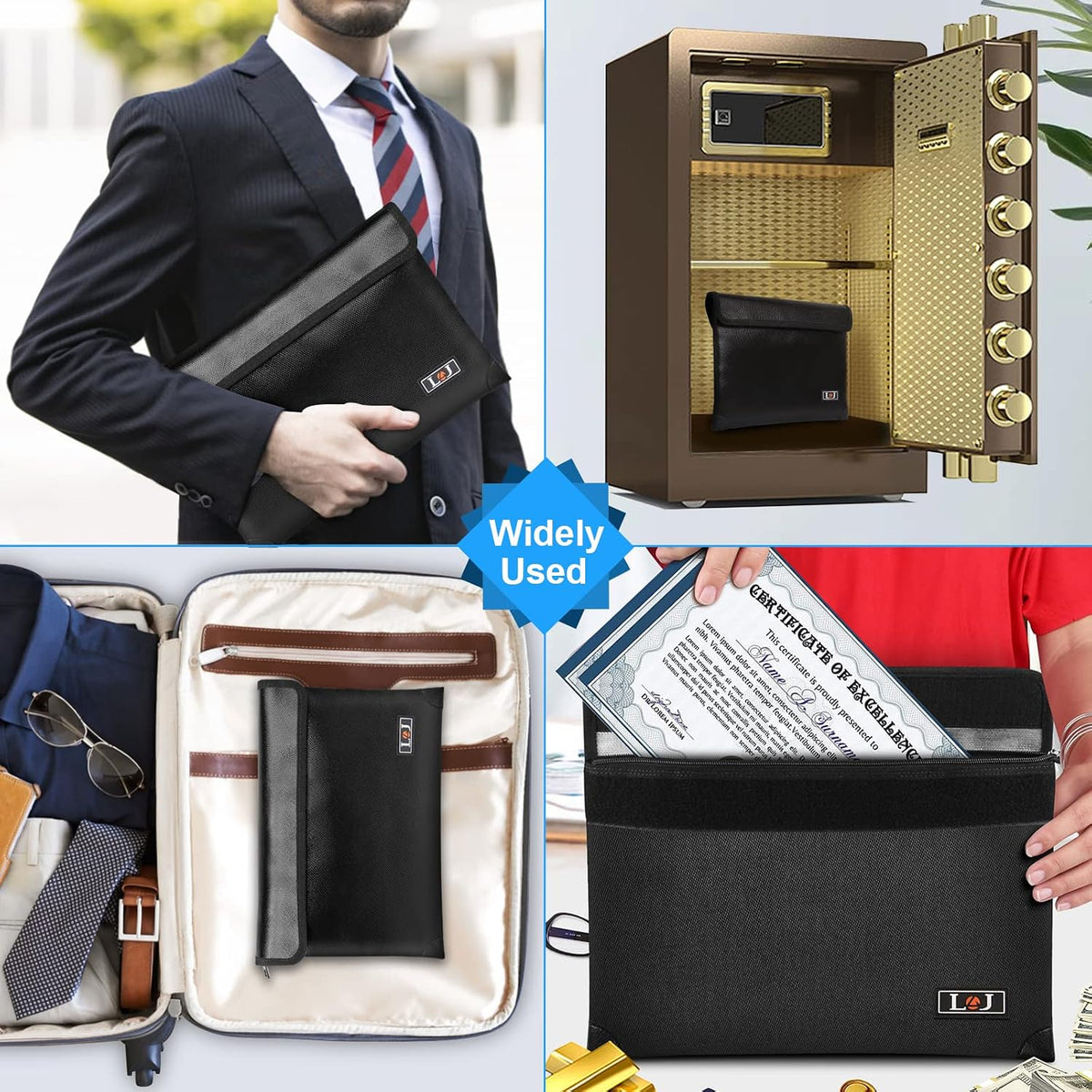 Fireproof Document Bag - with 5200°F Heat Insulated, Waterproof Fireproof Bag with Zipper, 8 Layers of Functional Materials, Fireproof Money Bag for Cash/Documents/Valuables, Fire bag 11"x7.7"