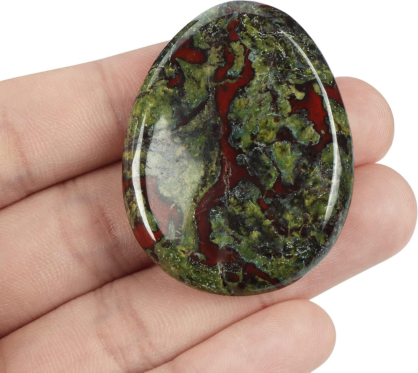 Artistone Moss Agate Crystal Chakra Thumb Worry Stone Teardrop Reiki Healing Stone Pocket Palm Stones for Anxiety Stress Relief Meditation Therapy Geometry Home Decor