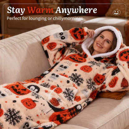 Capecage Blanket Hoodie, Long Hooded Blanket Sweatshirt as Birthday Gifts for Women Men, Long Wearable Blanket for Women Men.