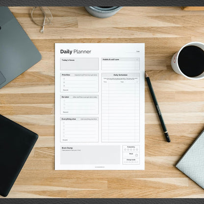 ADHD Daily Planner Notepad for Neurodivergent Adults - Productivity Daily Planner Desk Pad & Task Management to Stay Organized and Focused Note Pad (Rainbow, A4 Portrait)