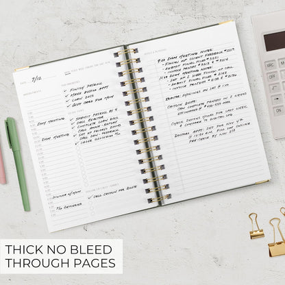 Aesthetic Daily Planner And Notebook With Hourly Schedule - Beautiful Spiral To do List Notepad For Work/Home to Organize Tasks And Appointments - Stylish School/Office Supplies Book For Women
