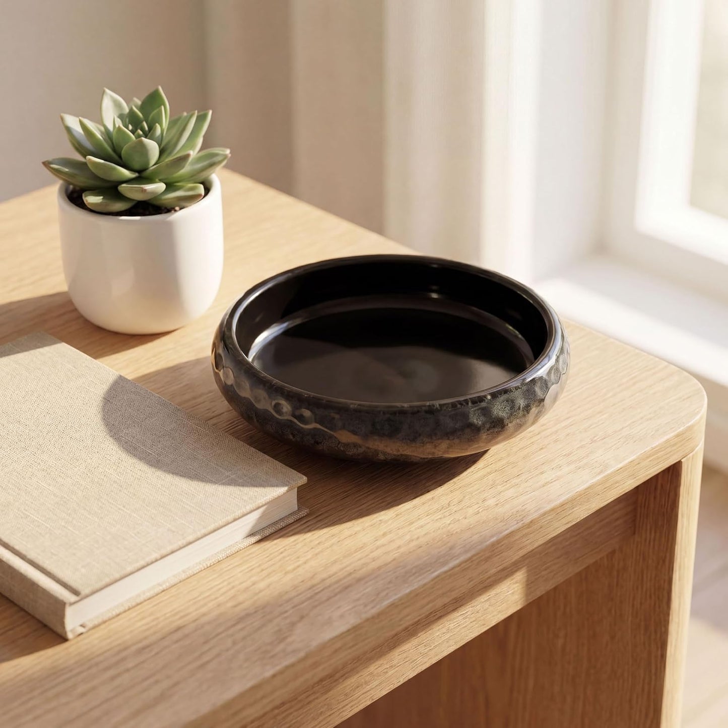 6 Inch Incense Holder with Ash Catcher,Handmade Crack Blue Glaze Ceramic Incense Burner Bowl with 9-Hole Design for Sticks,Cones,Coils Sage,Palo Santo - Perfect for Meditation,Yoga & Zen Home Décor