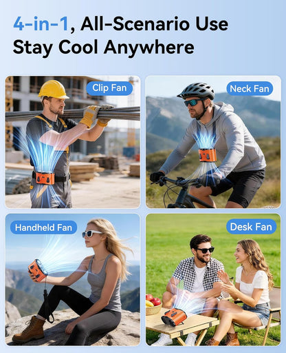 KIMMOO Portable Waist Fan, Dual-Motor with Ice Cooling, 10000mAh Battery
