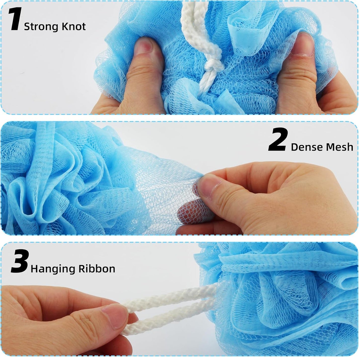 Chuya Bath Sponges Loofahs 70 Grams Large Size,4 Pack Shower Sponge Exfoliating Cleaning Bath Loofa Body Scrubber Balls for Women Men Children Washing