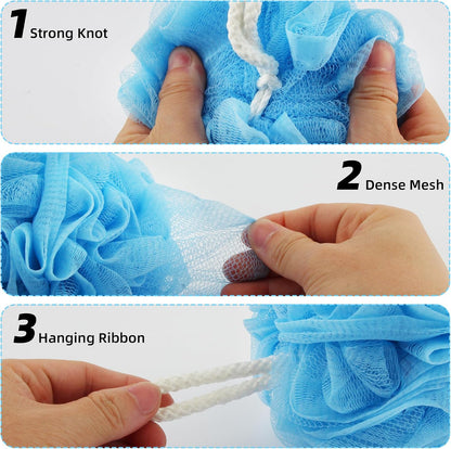 Chuya Bath Sponges Loofahs 70 Grams Large Size,4 Pack Shower Sponge Exfoliating Cleaning Bath Loofa Body Scrubber Balls for Women Men Children Washing