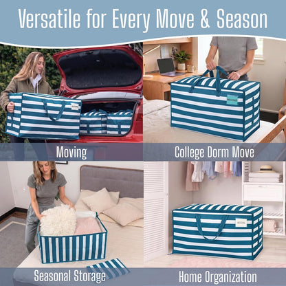 VENO Clear Extra Large Moving Bags & Storage Totes, Heavy Duty Organizer with Reinforced Handles & Strong Zippers for Clothes, College Dorm Essentials, Moving Supplies