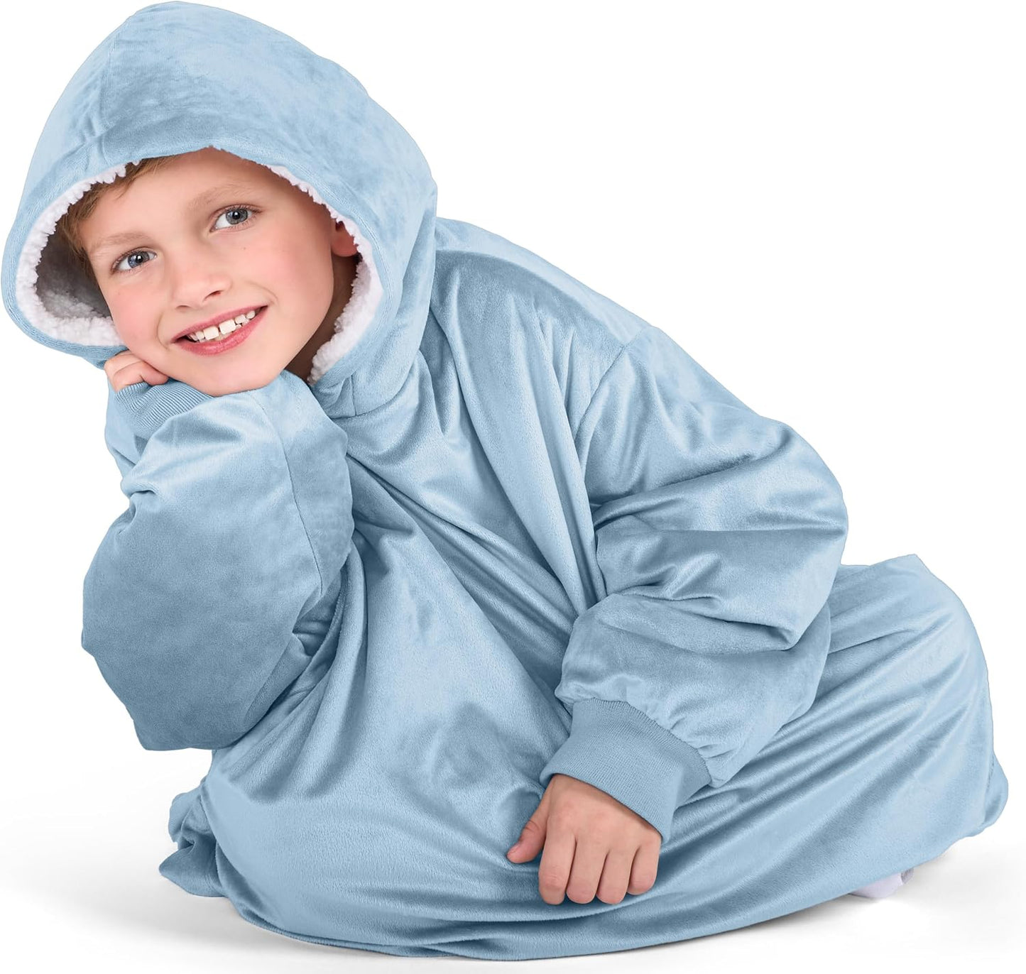 Bare Home Wearable Blanket Hoodie - Soft Plush Sherpa - Warm and Cozy - Oversized Wearable Blanket
