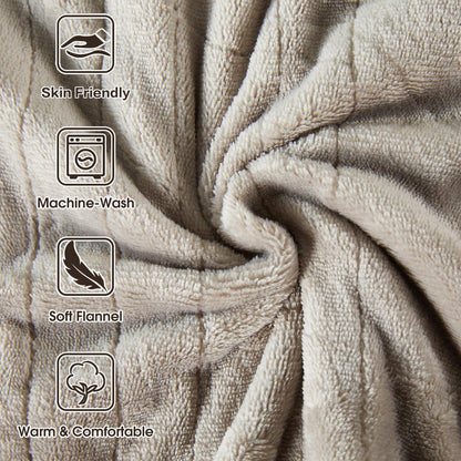 Tefici Heated Blanket Throw 50"x60", Ultra Soft 2-Layer Flannel Electric Blanket, for Home Office Sofa,3 Heat Settings, 4H Auto Off, ETL FCC Certified, Overheat Protection, Machine Washable, Camel