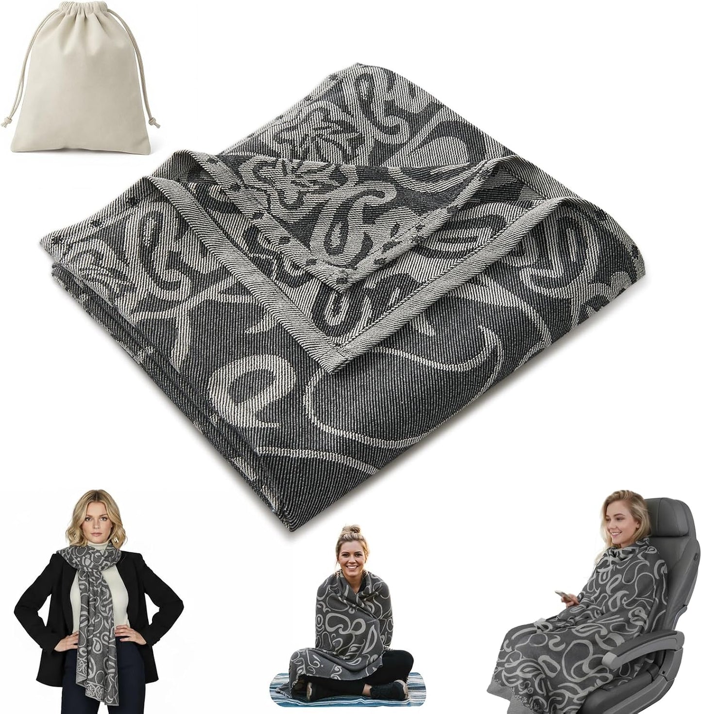 Travel Blanket Airplane - Ultra Soft & Lightweight Knit Design