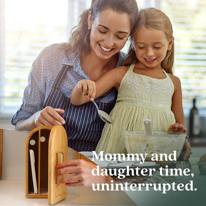 Papaya The Phone Box, Decorative Cell Phone Box for Family Time, Holds 6 Phones, Premium Bamboo Wood Phone Jail, Charging Holes, Free App