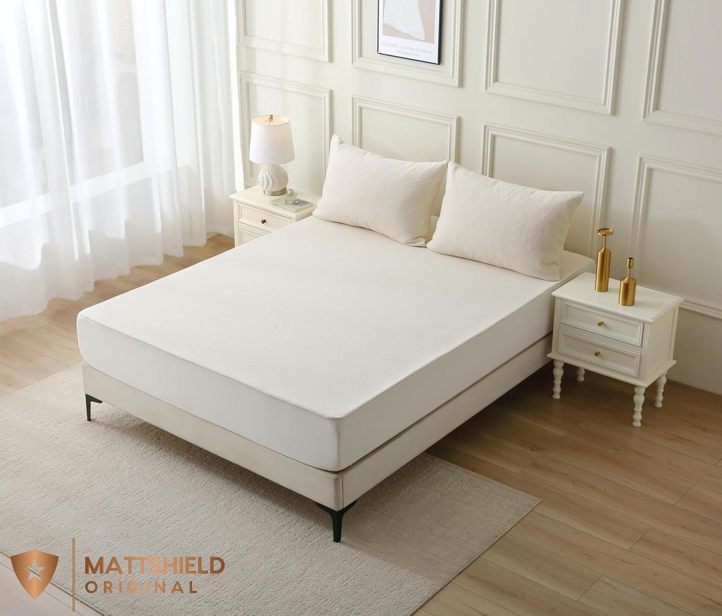 Waterproof Organic Mattress Protector Queen Size – Premium Soft Organic Cotton Surface Mattress Cover – Noiseless & Breathable 250 GSM Mattress Pad – Deep Pocket Fitted Design