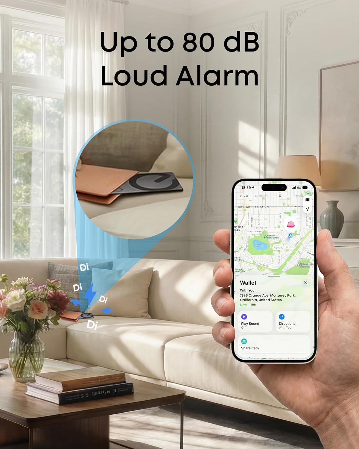 eufy SmartTrack Card E40, Works with iPhone iOS or Android, 1.7 mm Ultra-Thin, Wireless Charging, 80 dB Loud Alarm, Water-Resistant, Perfect for Wallets and Passports