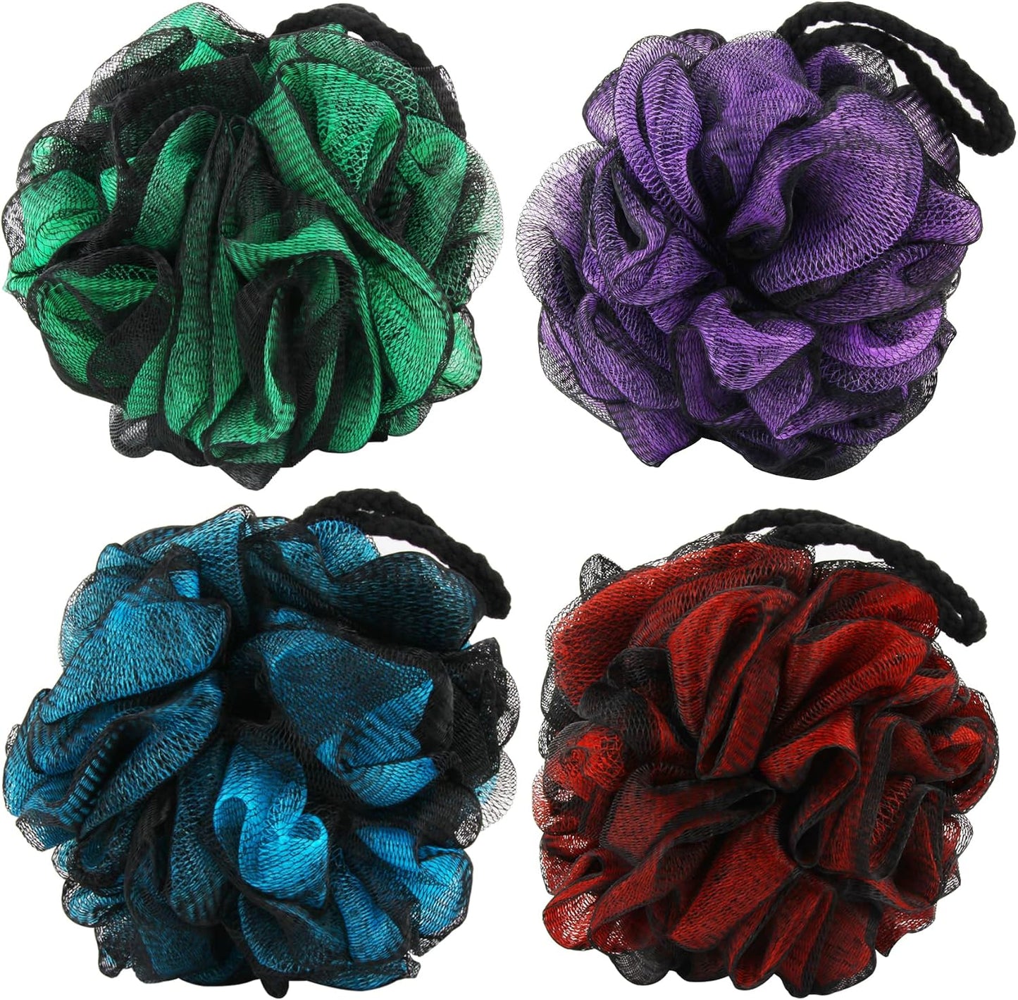 Chuya Bath Sponges Loofahs 70 Grams Large Size,4 Pack Shower Sponge Exfoliating Cleaning Bath Loofa Body Scrubber Balls for Women Men Children Washing