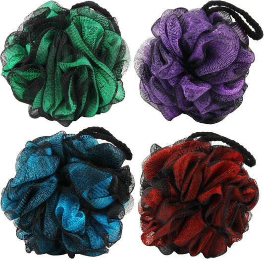 Chuya Bath Sponges Loofahs 70 Grams Large Size,4 Pack Shower Sponge Exfoliating Cleaning Bath Loofa Body Scrubber Balls for Women Men Children Washing