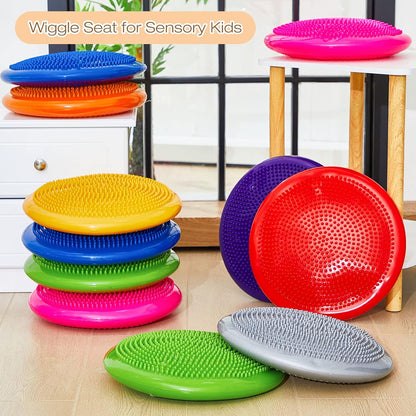 Amylove 6 Pcs Wiggle Seat Inflated Wobble Cushion for Sensory Kid 13 Inch Balance Disc Kids Flexible Seating Exercise Sensory Pad Chair Cushion for Classroom Office School (Bright)