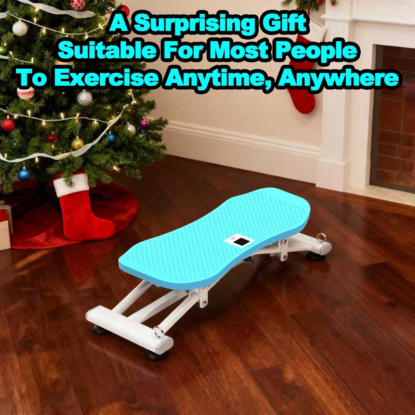 KINMAC 2-in-1 Rocking Stepper with Resistance Bands, Portable Balance Board for Exercise at Home, Quiet Mini Stair Stepper with LCD Monitor, Ski Trainer for Workout Home Gym