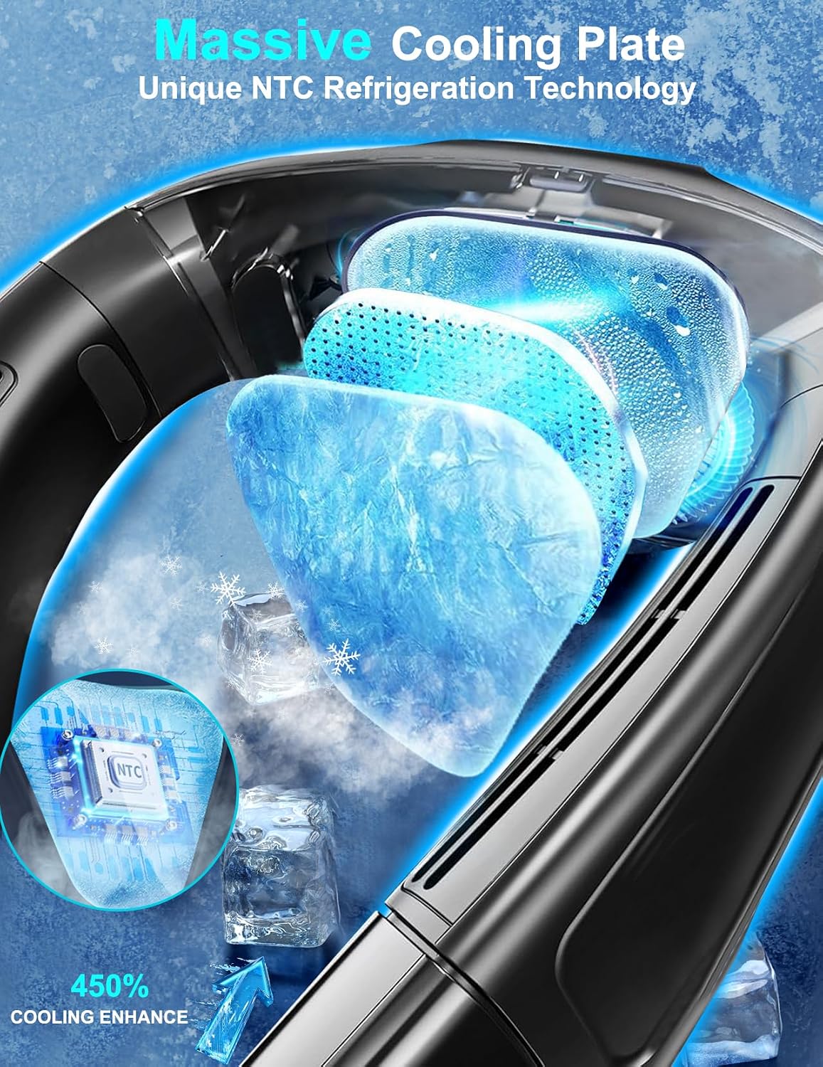 Neck Fan Air Conditioner with Large Cooling Plate, Portable Neck Fans that Blow Cold Air 360° Airflow, Wearable Personal AC Quiet Back Air Outlet 6000mAh Rechargeable,Gifts for Men Women Travel Office