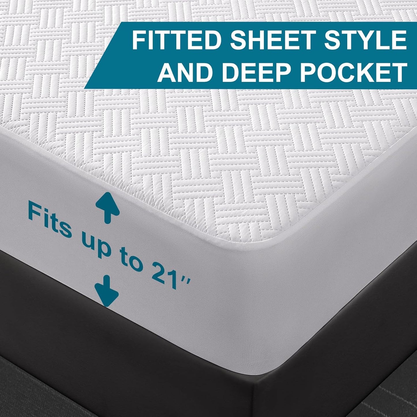 GOPOONY Waterproof Mattress Protector Queen Size - Breathable, Noiseless, Ultra-Soft Bed Cover, Mattress Pad Cover with Deep Stretchable Pockets 8"-21" (Gray)