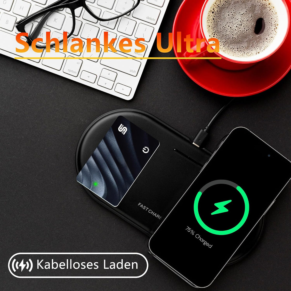 SEINXON Wallet Tracker (iOS Only) IP68 Thin Item Finder Card Luggage Located Bluetooth Works with Apple Find My APP & Network - Wireless Charger (Slim)