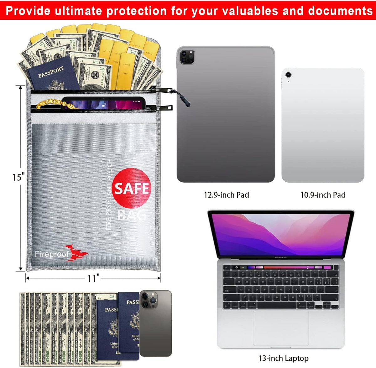 COLCASE Fireproof Document Bag 5200℉ Heat Insulated Waterproof Fireproof